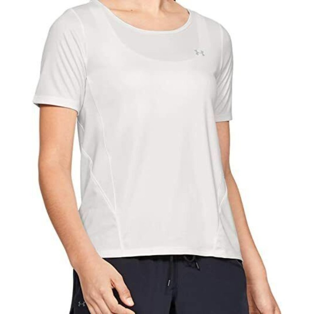 Under Armour Womens Medium ½ Sleeve (UPF 40) Onyx White (112) Metalli
